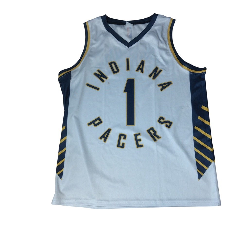 Cycling Indiana Pacers Jersey Mens XL White Navy Yellow Caresource 1 Basketball